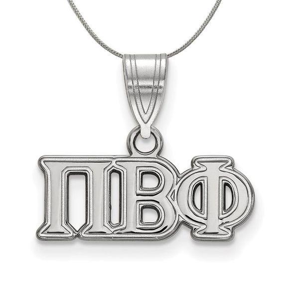 Sterling Silver Pi Beta Phi Medium Greek Necklace - 16 Inch